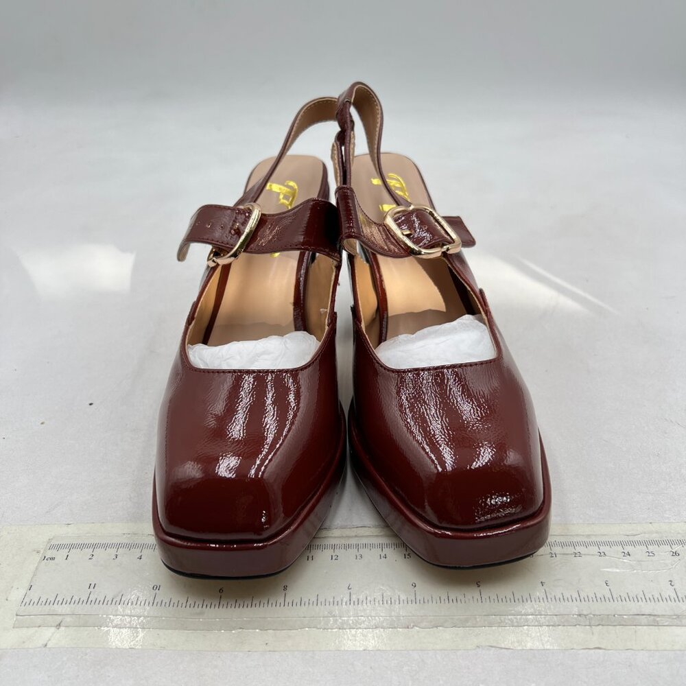 FYS Chocolate Platform Square Toe Block High Heel… - image 3